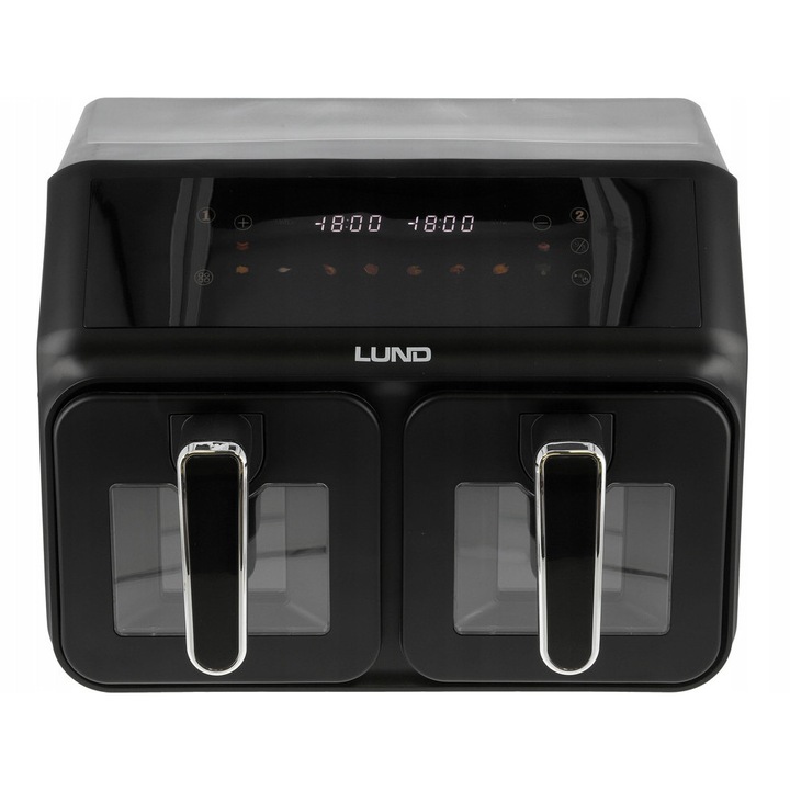 Friteuza beztusa Lund, 2200W, 4L+4L, doua camere, display LCD, neagra