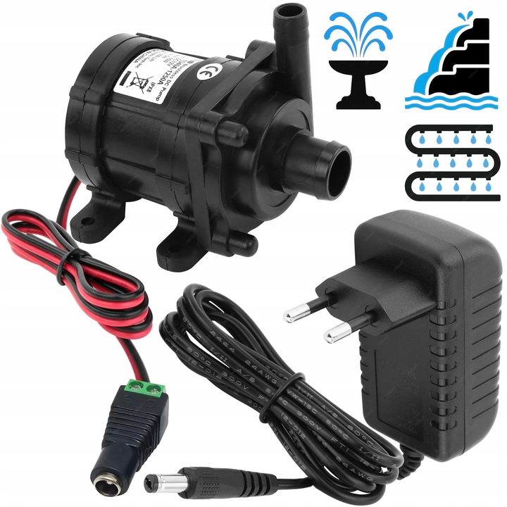 Reball mini merülő vízpumpa szett, 10W, 500l/h, 12V tápegység, 2.1/5.5mm adapter