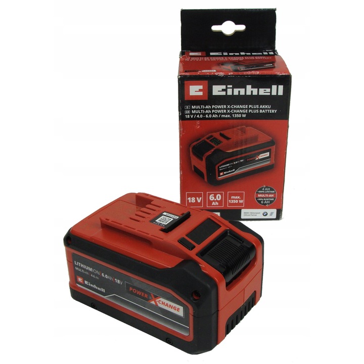 Baterie Einhell Power X-Change 18V 4-6Ah Multi-Ah, negru-rosu, 1 bucata