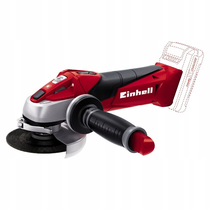 Polizor unghiular Einhell TE-AG 18/115 Li-Solo, alimentare pe acumulator 18 V Power X-Change, disc 115 mm, 8500 obr/min, soft-start si protectie la suprasarcina, rosu/negru, 1 buc