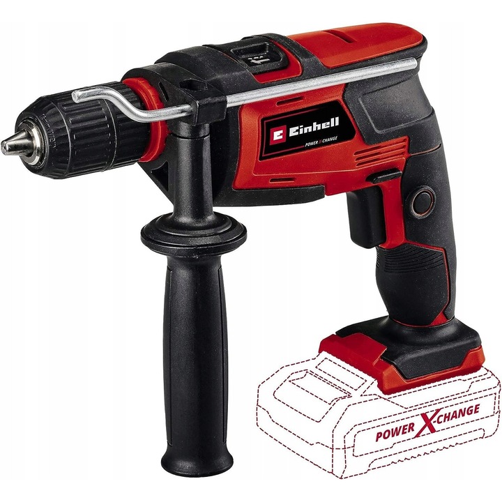 Masina de gaurit Einhell Power X-Change, 13mm, 18V, 2 moduri de lucru, cu maner lateral