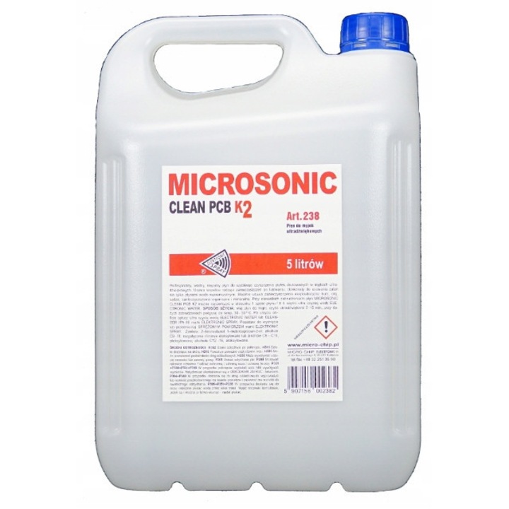 Почистваща течност Microchip MICROSONIC CLEAN PCB K2 5000ml, за печатни платки, вода, концентрат
