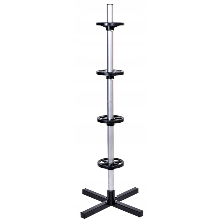 Stojak pentru 4 roti, SilverTools, constructie verticala, protectie impotriva deformarii, negru-silver, 120cm