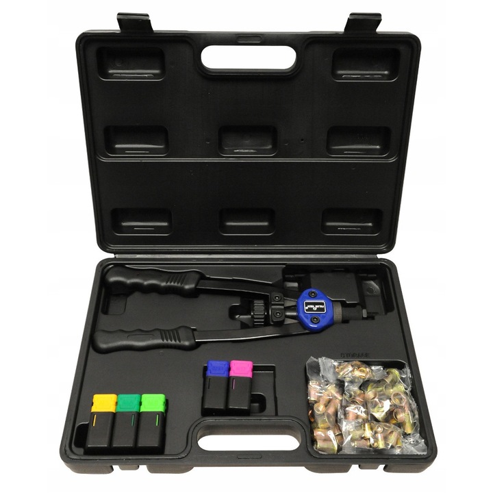 Falon-Tech M5-M12 kézi szegecselő, 300 szegecsanya készlet, 330mm hosszúság, többszínű