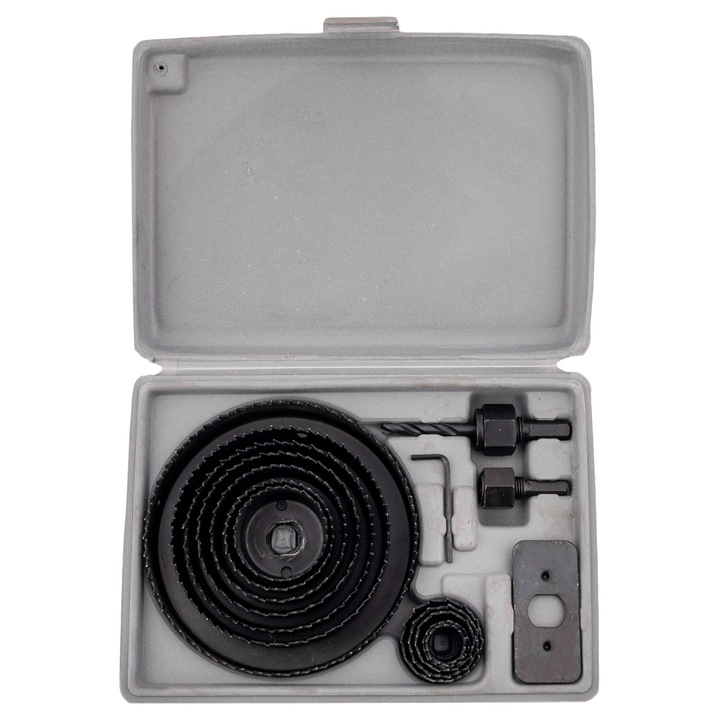 Falon-Tech fa körkivágó készlet, 19-127mm, 16 részes, hosszabbítóval, hordtáskával