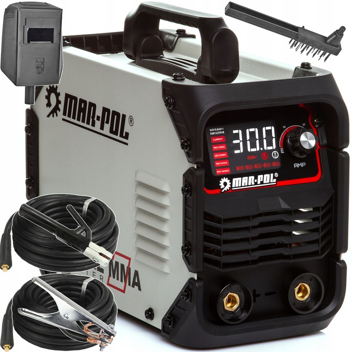 Mar-Pol MMA TIG 300A digitális IGBT hegesztőgép, fekete, szett