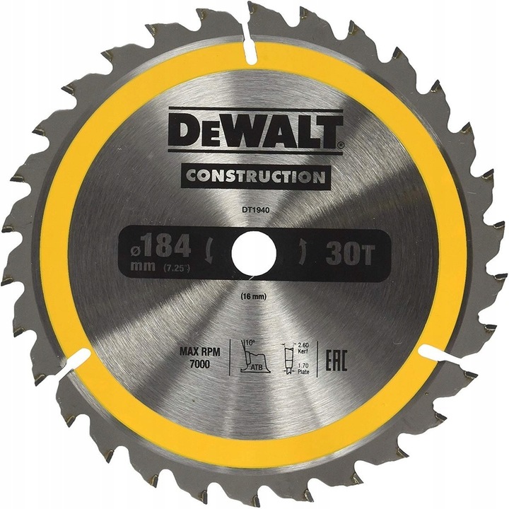Disc de ferastrau DeWalt 184x16mm 30 dinti pentru lemn