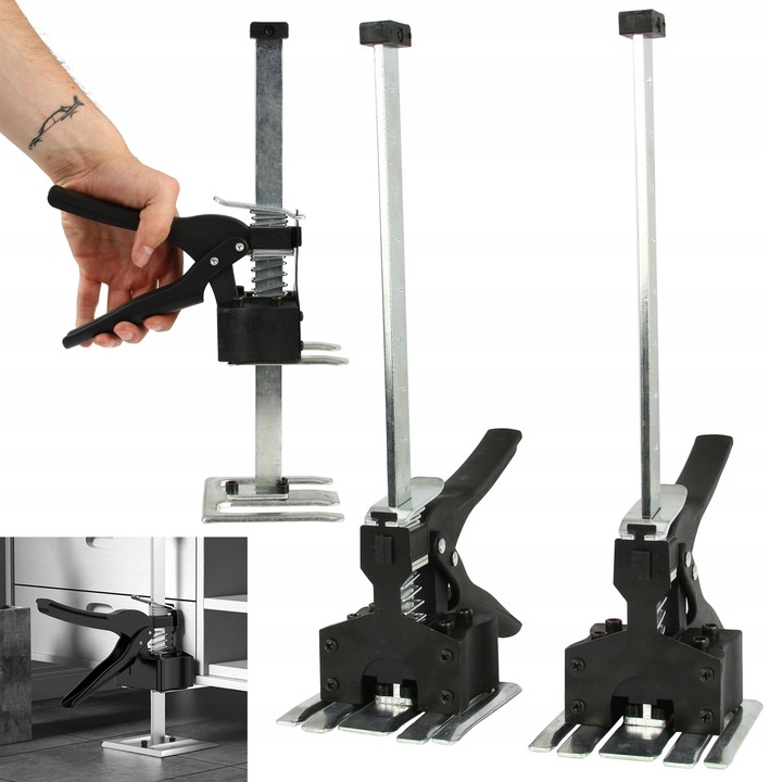 Bútor/tartó emelő Mar-Pol M90186, 160 kg teherbírás, állítható 2-290 mm, acél/alumínium, fekete
