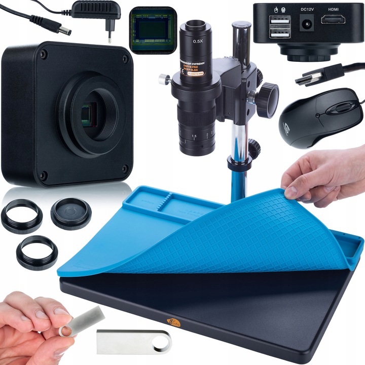 Rosfix Earth Pro MCEP-0.5X digitális mikroszkóp, Gemini PRO KMGP-USB-HDMI 16MP kamera, 380x260mm szilikon alátét, szett