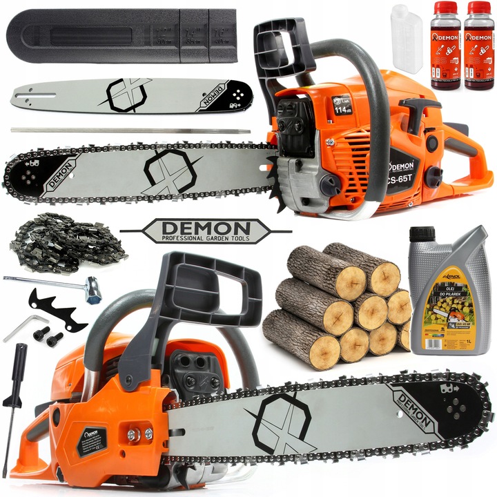 Demon RQ-65 láncfűrész komplett szett, 65cmc, 38cm, többszínű