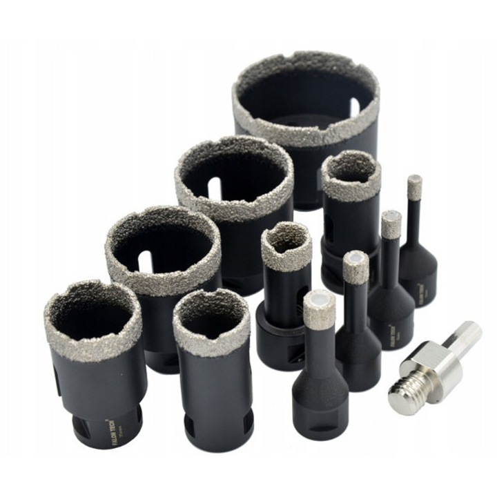 Falon-Tech gyémánt fúrókorona készlet 6-68 mm, 11 darab, M14, HEX adapterrel