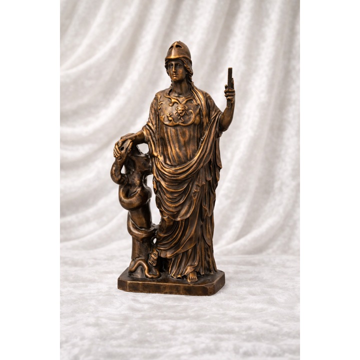Statueta Athena Zeita Intelepciunii, 30cm, Patina Bronz, Cadou Avocati si Profesori, Decoratiune Birou si Biblioteca, Baza Catifea