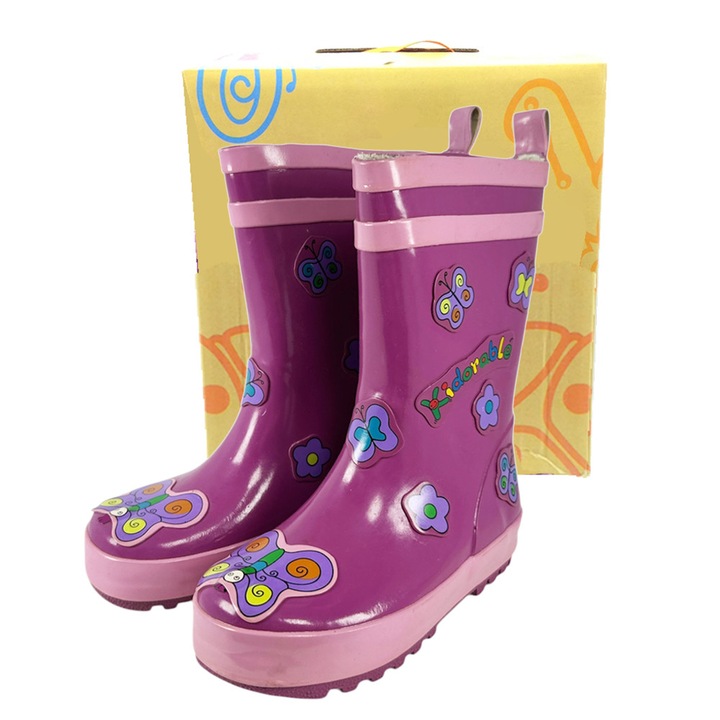 Cizme de cauciuc pentru copii Chippo 3D Fluturi 43194 ML1, 22-31, Cutie cadou, Mov, Lila