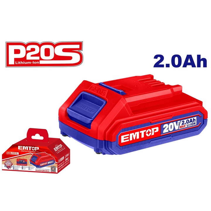 Akumulator Li-ion 20V 2.0Ah P20S set EMTOP