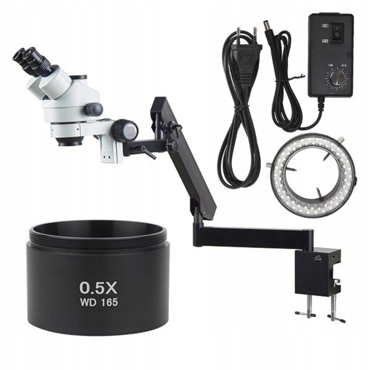 Rosfix Neptune Pro MSNP-T-WDMS1 trinokuláris mikroszkóp, 7x-45x zoom, 56xLED megvilágítás, komplett szett