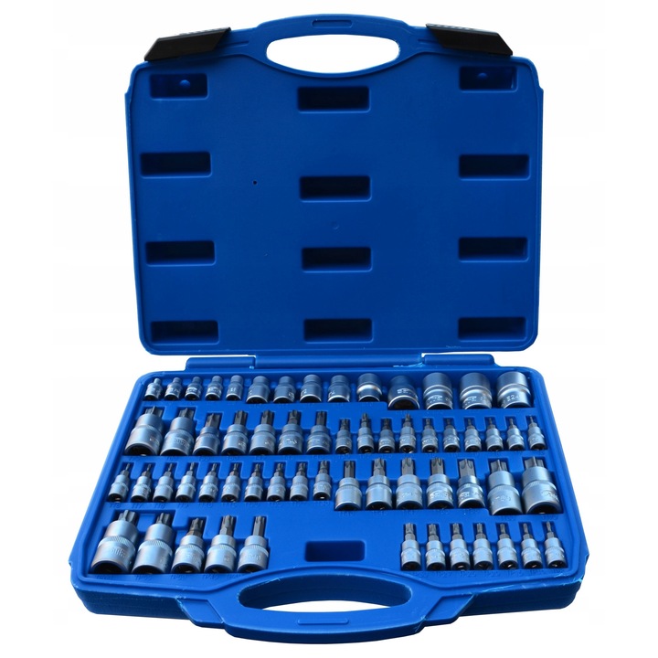 Torx/E-Torx/Torx Plus kulcskészlet Satra 1/4", 3/8", 1/2", 60 darab, króm-vanádium