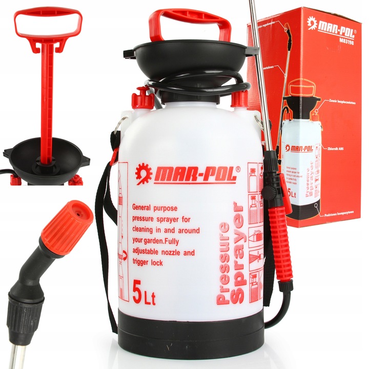 Opryskiwacz manual 5L Mar-Pol, lance metalica, functie de blocare, presiune 2 bar