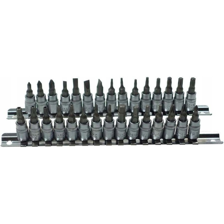 Set 30 biti mixati 1/4'', JBM, Torx, imbus, PZ, PH, gri/negru