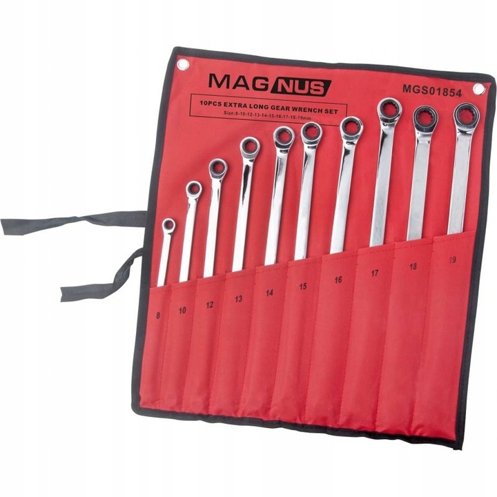 Set 10 chei lungi cu gratar, Magnus, crom-vanadiu, dimensiuni variate