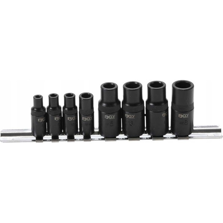 Adapterkészlet lyukakhoz 8 db, BGS Technic, 1/4" és 3/8", mágneses, 1.5 mm - 12 mm lyukakhoz