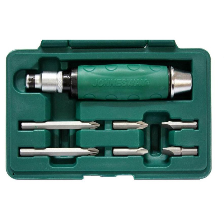Комплект ударна отвертка с битове, Jonnesway AG010055A, 1/2", 8mm, 10mm, #2, #3, в пластмасов куфар