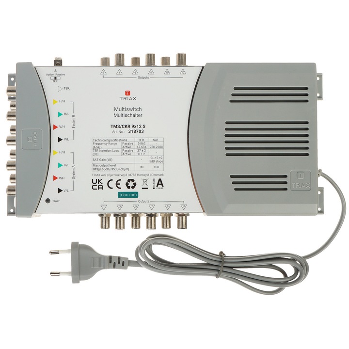 Multiswitch TRIAX TMS-9/12S, 9 intrari, 12 iesiri, 270x142x64mm