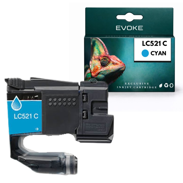 Kompatibilis patron Brother LC521 LC-521C cián 8 ml nyomtatóhoz, kompatibilis a DCP-J1260W DCP-J1310DW DCP-J1360DW modellekkel