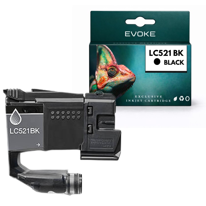 Kompatibilis patron Brother LC521 LC-521BK fekete 14 ml nyomtatóhoz, kompatibilis a DCP-J1260W DCP-J1310DW DCP-J1360DW modellekkel