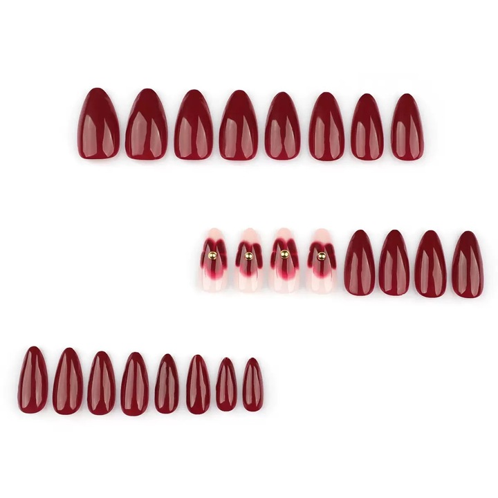 Set unghii false JOSQUEWNN 24 buc, aplicare usoara, acrilic, cu lipici