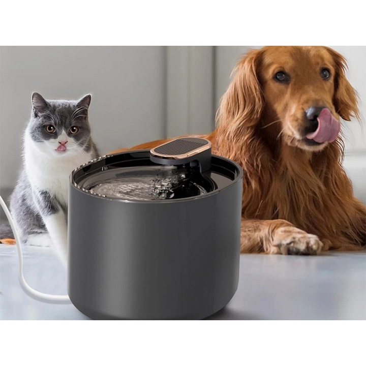 Dozator Automat de Apa pentru Pisici si Caini 3L, Sistem cu Filtrare, Functionare Silentioasa, Stimuleaza Hidratarea – USB