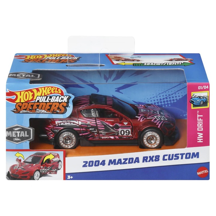 Masinuta Hot Wheels Pull-back Speeders - 2004 Mazda RX8 Custom