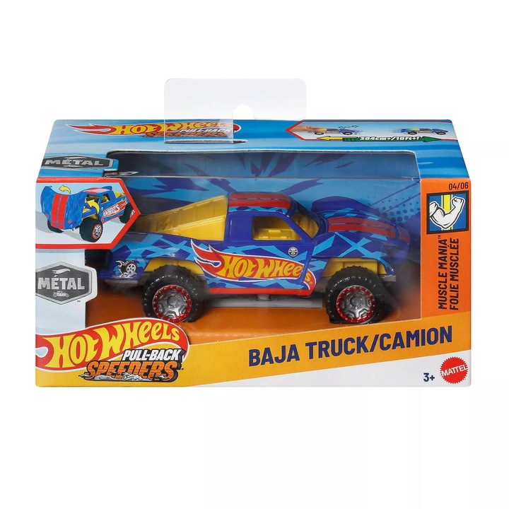 Masinuta Hot Wheels Pull-back Speeders - Baja Truck / Camion