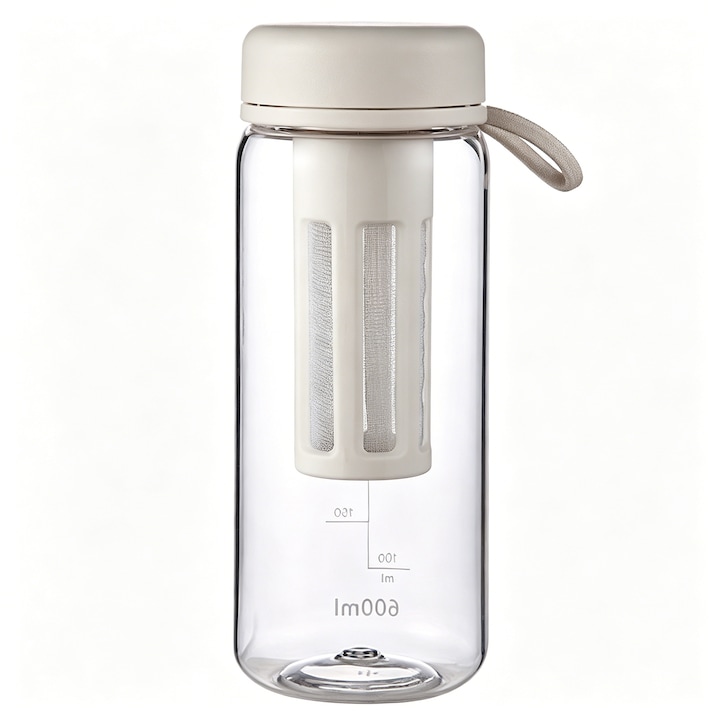 Cana cu infuzor BOMSTOM 600ml alb plastic