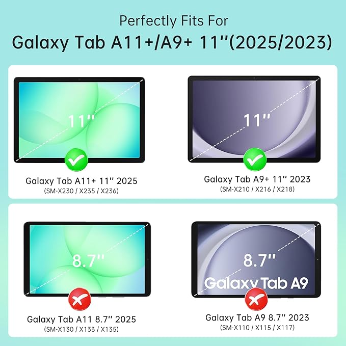 Husa pentru Samsung Galaxy Tab A11+ Plus 2025 / A9+ Plus 2023 11 inch, cu somn/trezire automata, design pliabil in trei pozitii, capac magnetic flip, din piele ecologica PU si carcasa PC, negru
