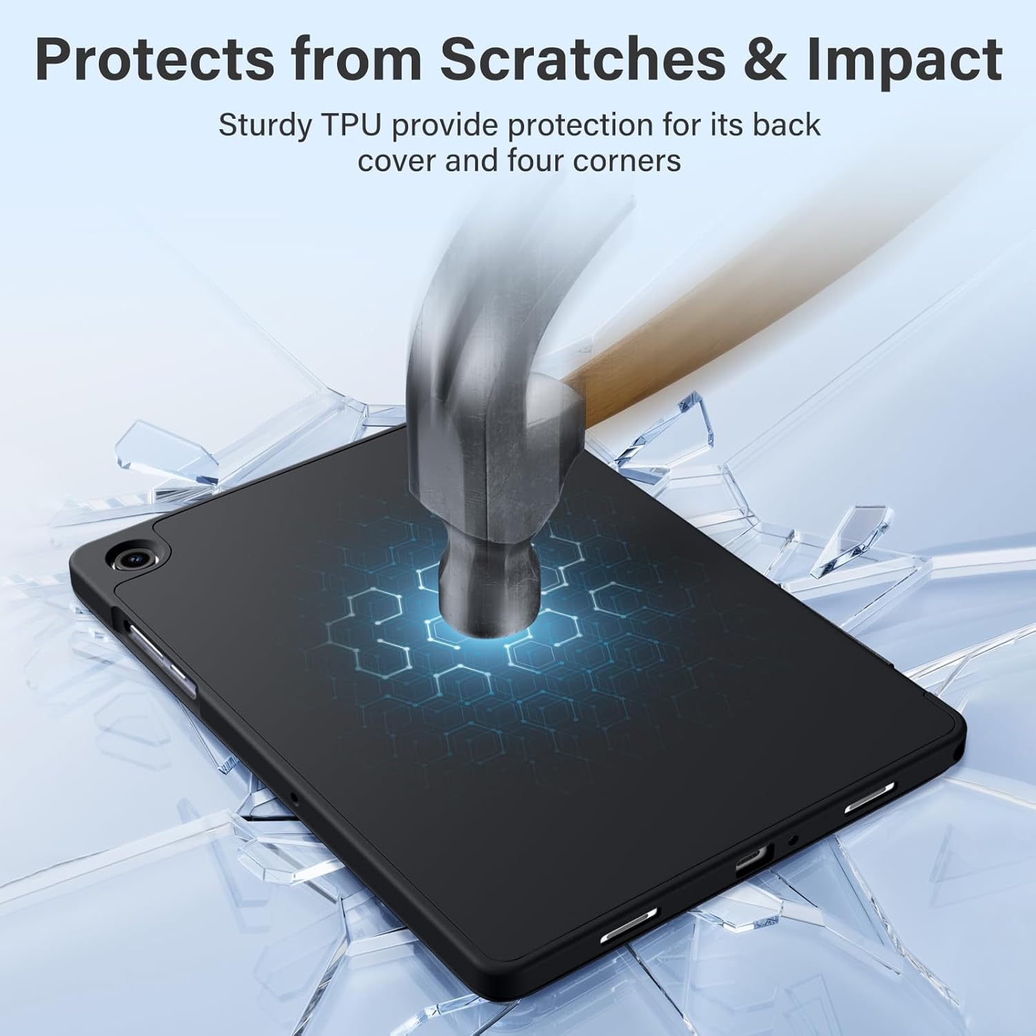 Husa pentru Samsung Galaxy Tab A11+ Plus 2025 / A9+ Plus 2023 11 inch, cu somn/trezire automata, design pliabil in trei pozitii, capac magnetic flip, din piele ecologica PU si carcasa PC, negru
