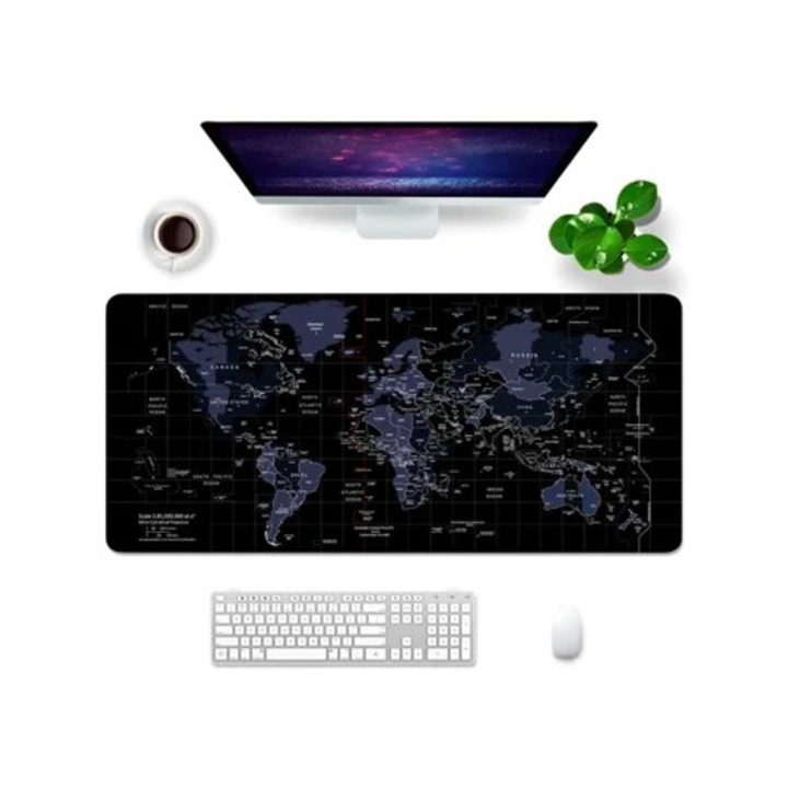 Mousepad XXL pentru gaming, harta mondiala, 35x15x0.5cm