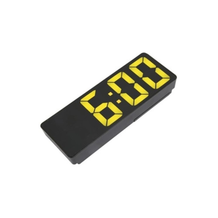 Ceas desteptator digital LED, afisaj temperatura, alimentare USB/baterie, alb, 12x6x4cm