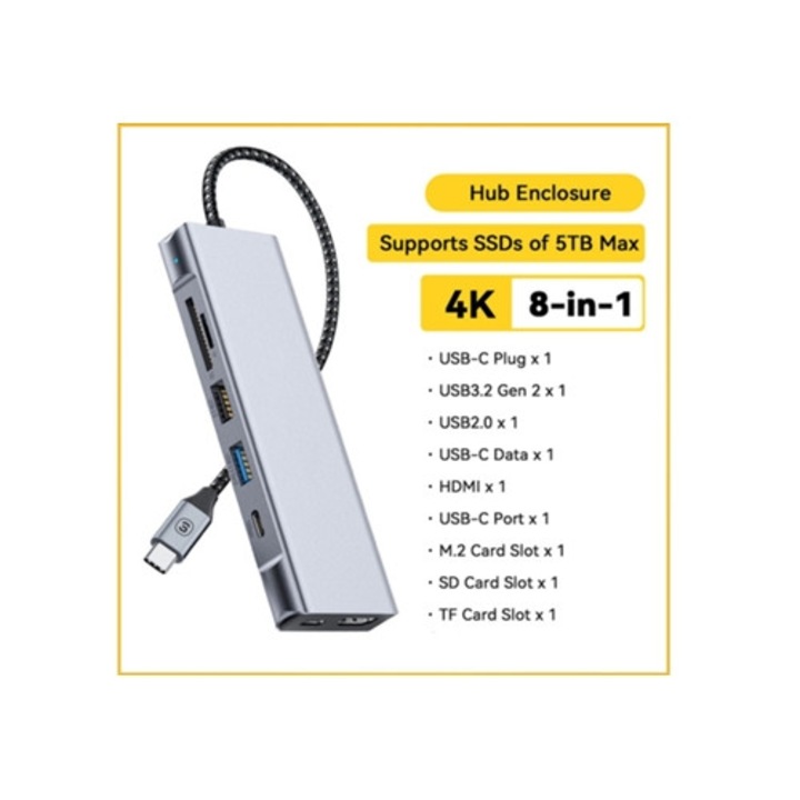 Dokkolóállomás USB 3.0 / USB C DisplayPort / Kettős HDMI 5K 60Hz, ezüst
