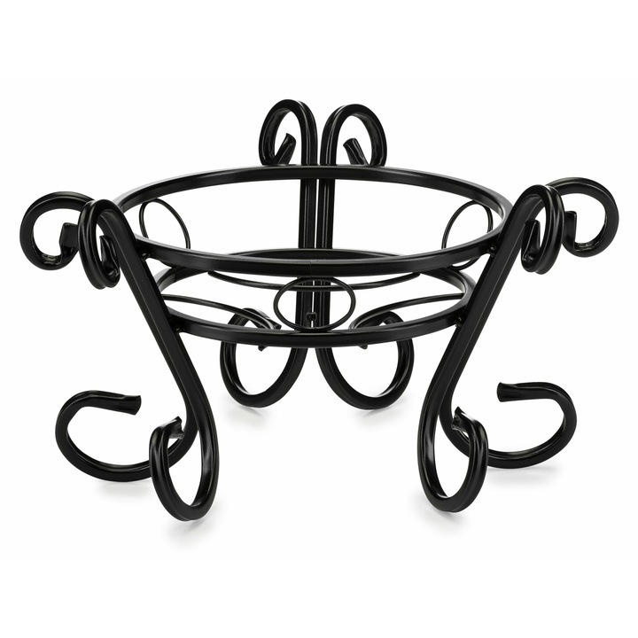 Fém Virágtartó, Dastal, Egyszínű, Fekete, Magasság 22 cm, Szélesség 38 cm, Arany Patina, 1 Cseréphez, Beltéri és Kültéri Használatra