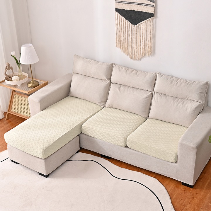 Kanapéhuzat, 4 személyes, elasztikus Jacquard, fehér, 250x90cm