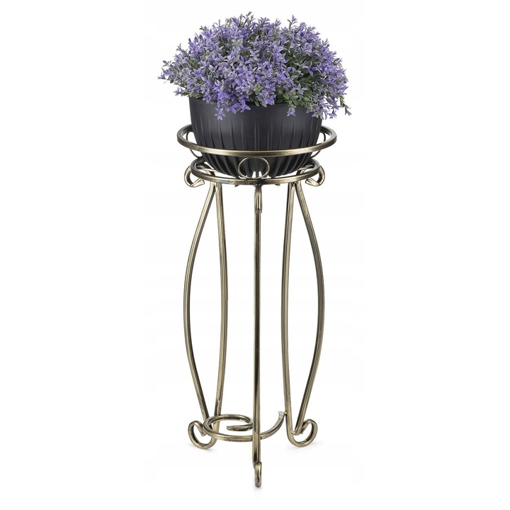 Dastal fém virágtartó, 62 cm, loft stílus, arany, egy növényhez
