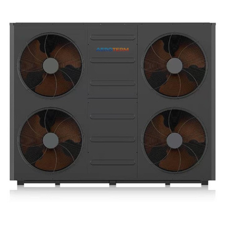 Pompa de caldura aer-apa, 70 kW, monobloc, trifazata, R32, alimentare 380V, compresor Panasonic, schimbator de caldura Alfa Laval, clasa A+++, Aeroterm, Gri