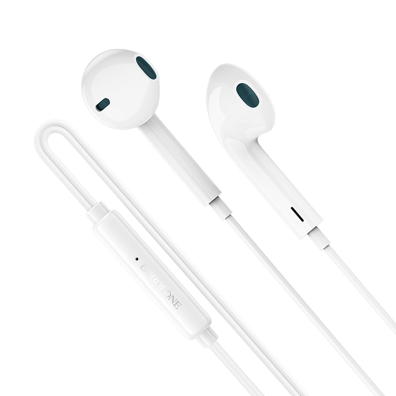 Casti Borofone BM100 Fuente cu microfon, albe, mufa jack 3.5mm