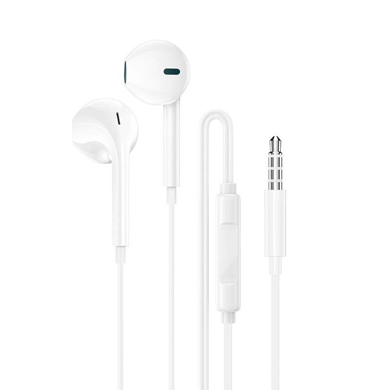 Casti Borofone BM100 Fuente cu microfon, albe, mufa jack 3.5mm