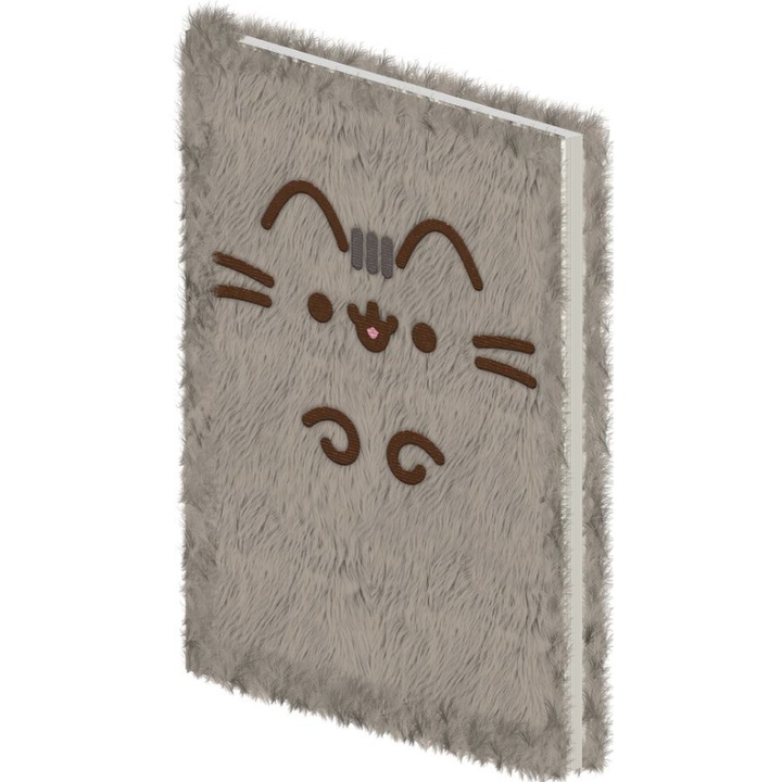 Pusheen Macska A5 Plüss Jegyzetfüzet, Barna, 120 vonalas oldal, Hivatalos termék
