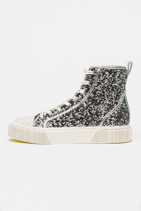 Marc Jacobs, Tenisi mid-high cu aplicatii de paiete, Argintiu