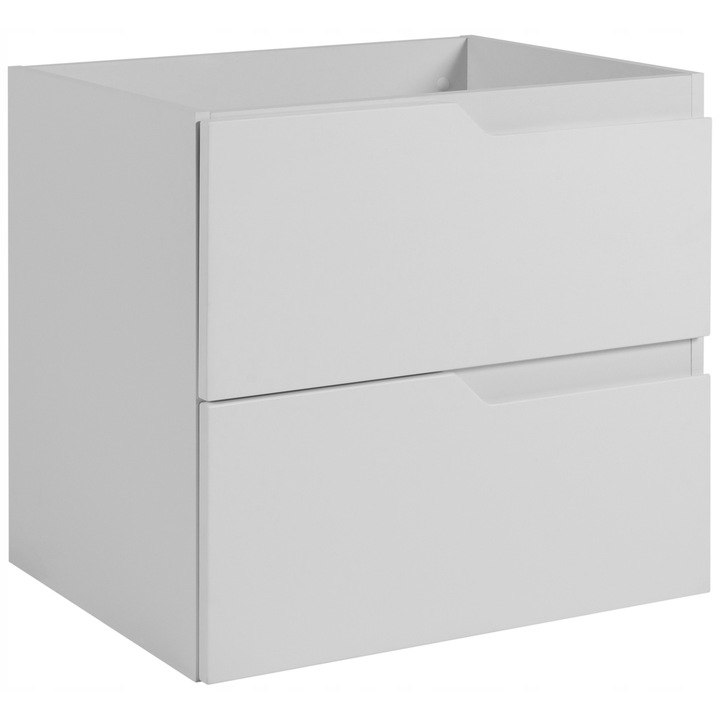 Dulap De Baie, Rodan, Modern, 60x46x57 cm, Material MDF, Suspendat, 2 Sertare Spatioase, Sistem Inchidere Soft Close, Fara Manere, Deschidere Prin Frezare, Margini ABS, Design Modern Minimalist, Mobilier Baie, Alb