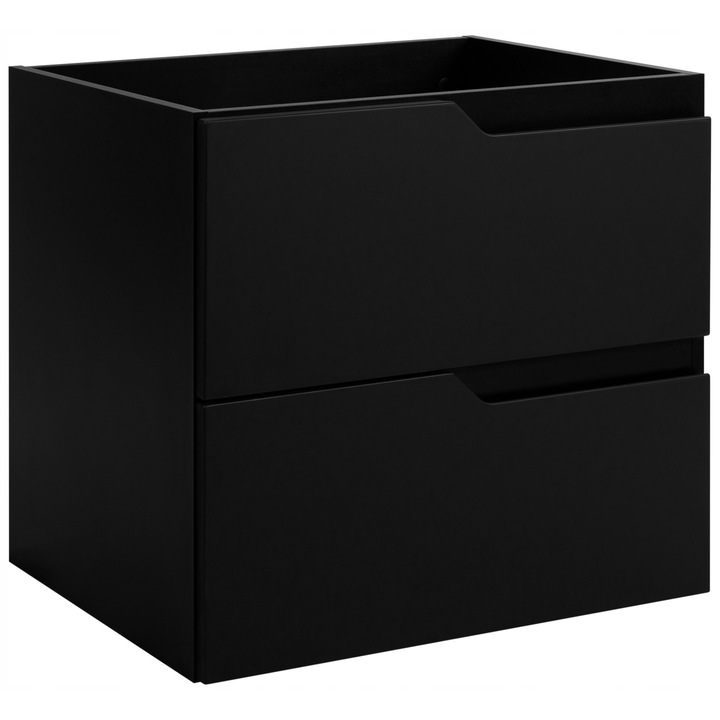 Dulap De Baie, Rodan, Modern, 60x46x57 cm, Material MDF, Suspendat, 2 Sertare Spatioase, Sistem Inchidere Soft Close, Fara Manere, Deschidere Prin Frezare, Margini ABS, Design Modern Minimalist, Mobilier Baie, Negru