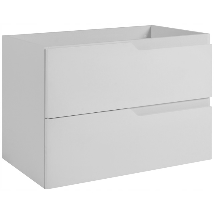 Dulap De Baie, Rodan, Modern, 80x46x57 cm, Material MDF, Suspendat, 2 Sertare Spatioase, Sistem Inchidere Soft Close, Fara Manere, Deschidere Prin Frezare, Margini ABS, Design Modern Minimalist, Mobilier Baie, Alb