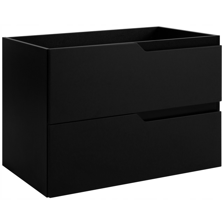 Dulap De Baie, Rodan, Modern, 80x46x57 cm, Material MDF, Suspendat, 2 Sertare Spatioase, Sistem Inchidere Soft Close, Fara Manere, Deschidere Prin Frezare, Margini ABS, Design Modern Minimalist, Mobilier Baie, Negru